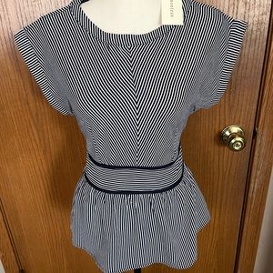 NWT! Women’s Monteau Striped Peplum Blouse